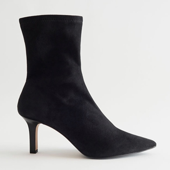 & Other Stories Pointy Sock Booties in Black Suede 38 - Picture 3 of 12